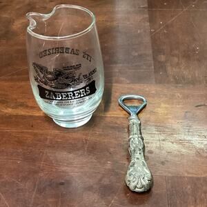VTG 1960s ZABERERS Souvenir Cocktail Glass Pitcher & VTG Stainless Bottle Opener